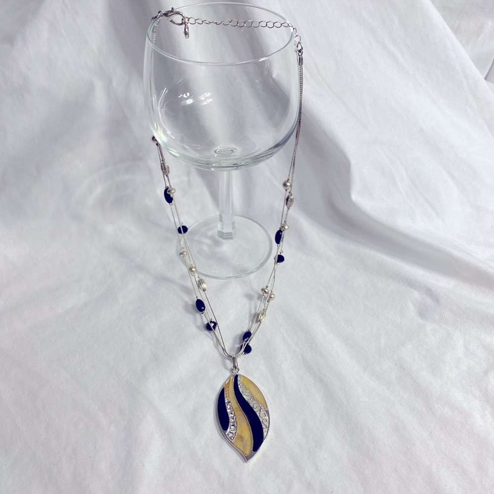 Yellow, black and silver statement necklace